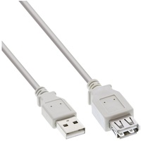 InLine USB 2.0 Verlängerung, Stecker / Buchse, Typ A, beige/grau, 3m