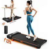 kehot Laufband Walking Pad Laufband 1–6 km/h mit 12% Steigung & LED Display (Ultraflaches Design nur 10 cm Höhe für Homeoffice & Zuhause, 2-Stufen-Steigung für intensiveres Walking & tägliches Cardio), Kompakt & platzsparend mit Fernbedienung bis 100 kg belastbar schwarz