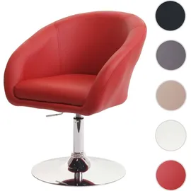 Mendler Esszimmerstuhl HWC-F19, Küchenstuhl Stuhl Drehstuhl Loungesessel, drehbar höhenverstellbar Kunstleder rot