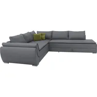 Ecksofa INOSIGN "Göteborg" Sofas Gr. B/H/T: 320cm x 93cm x 253cm, Struktur (100% Polyester), Recamiere rechts, mit Bonnell-Federkernmatratze und PUR-Schaum-Topper, grau mit Boxspring-Bettfunktion und Bettkasten, Dauerschlaffunktion, Topper