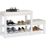Relaxdays Relaxdays, Schuhbank mit Hocker, gemütliche Sitzpolster, Schuhablage 2 Ebenen, Kinder, HBT: 50 cm,