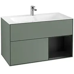 Villeroy und Boch Finion Waschtischunterschrank G040PDGM 99,6x59,1cm, Emotion, Regal rechts Black matt lacquer, Olive Matt Lacquer