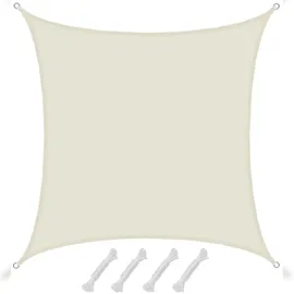 AMANKA Sonnensegel 4x4 Polyester Quadratisch Wasserabweisend Garten Balkon Beige