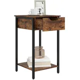 Homcom Beistelltisch im industriell Design Nachttisch mit Schublade und offenem Regal, Couchtisch Sofatisch Kaffeetisch für Wohnzimmer Wohnzimmertische, Beistelltische
