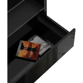 Makika LED Couchtisch / Design Wohnzimmertisch mit Ablagefach und Schubladen - Schwarz Hochglanz