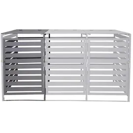 Mendler XL 1er-/2er-Mülltonnenverkleidung Erweiterung HWC-H62, Mülltonnenbox, 114x67x97cm Massiv-Holz ~ hellgrau