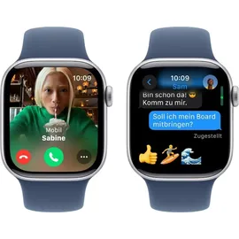 Apple Watch Series 10 GPS 42 mm Aluminiumgehäuse silber Sportarmband denim