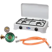 Parker Gaskocher 2 flammig 3,4 kW 50 mBar + Schlauch und Regler (Manometer) Set