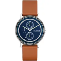 Skagen »SIGNATUR«, Armbanduhr, Herrenuhr, Lederarmband, analog, Tag, Wochentag