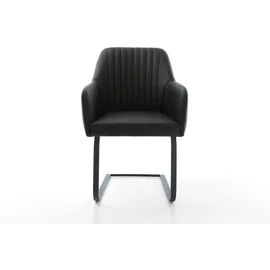 DeLife Freischwinger Greg-Flex Echt-Leder Schwarz Freischwinger flach Schwarz Taschenfederkern
