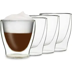 Feelino DUOS doppelwandiges Thermoglas 200 ml Borosilikatglas handgemacht Transparent