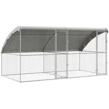 vidaXL Hundekäfig 400 x 200 x 200 cm Stahl Silber