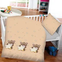 BestLivings Kinder Bettwäsche 2-tlg (100x135cm / 40x60cm) Bettdecken Set, 100% Baumwolle - Bär mit Stern