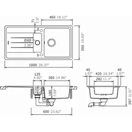 keenberk Victory S1000.80 links Einbau creme Excenterbetätigung 1000 x 500 mm