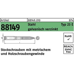 Dübel, Stockschraube R 88149 Typ 23 E M 5 x 50 Stahl galvanisch verzinkt Stahl (100 Schrauben pro Stück)