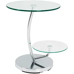 Runder Beistellltisch miit 2 Glasplatten Stahl