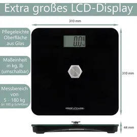 ProfiCare Profi-Care Personenwaage digital Wägebereich (max.)=180 kg schwarz
