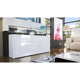 Vladon Sideboard 167 x 72 x 35 cm Weiß Hochglanz
