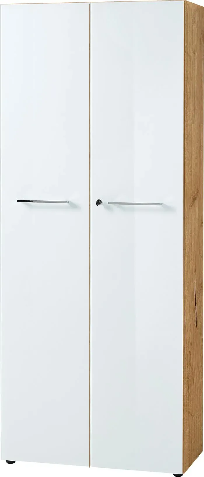 Germania Aktenschrank Monteria Glas Weiß, Braun Weiß / Eiche