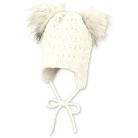 Sterntaler Strickmütze Pompons Beige/Weiß 41 cm