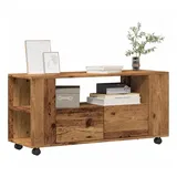 vidaXL TV-Schrank mit Rollen Altholz-Optik 102x34,5x43cm Holzwerkstoff