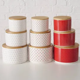Boltze Keramikbehälter mit Bambusdeckel LILLY, 3er-Set