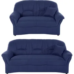 Polstergarnitur DOMO COLLECTION "Bahia", blau (dunkelblau), Struktur, Inklusive Federkern, Sitzmöbel-Sets, 3-Sitzer & 2-Sitzer-Set