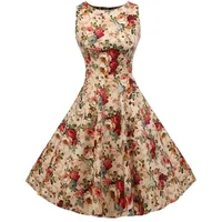 Mengmiao Damen Kleid 50er Blumen Schaukel Rockabilly Vintage Kleid Gelb S - S