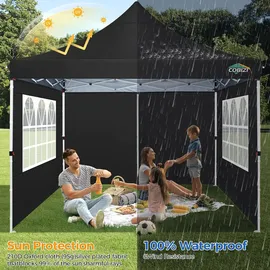 luxuskollektion Faltpavillon 3 x 3 m inkl. Seitenteile Schwarz