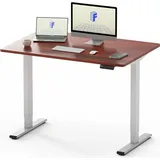 FLEXISPOT EF1 120x80cm Elektrisch Höhenverstellbarer Schreibtisch Schnelle Montage Memory Handsteuerung Sitz-Stehpult für Büro(Mahagoni + wei... - Weiß/Braun