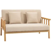 Homcom 2 Sitzer Sofa mit 2 Lendenkissen Holzrahmen Leinenoptik