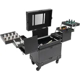 Schminkkoffer/Kosmetikkoffer - Trolley - 50 kg Tragkraft - Mit Rollen - Integrierter Spiegel - Kunstleder - Für Profis