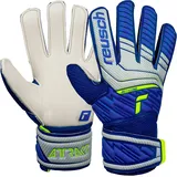 Reusch Attrakt Solid Junior griffige Torwarthandschuhe Kinder Jugendliche Fußballhandschuhe geeignet für alle Wetterbedingungen und Spielfeldoberflächen, grau-blau, 6