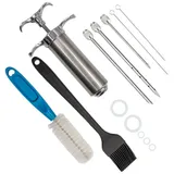 Intirilife Marinierspritze in Silber – Edelstahl Spritze für Grill Gewürze, Marinaden, Braten, BBQ UVM. – Marinadenspritze Bratenspritze Fleischspritze Grillspritze
