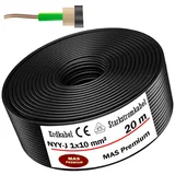 MAS-Premium® Erdkabel Deutscher Marken-Elektrokabel Ring zur Verlegung im Erd- und Außenbereich Standard Starkstromkabel (NYY-J 1x10 mm2, 20m)