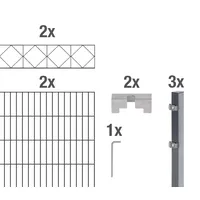 GAH Alberts Alberts Doppelstabmatten-Grundset Bergen 200 x 120 cm 4 m anthrazit