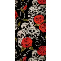 Modeka Skulls Roses Multifunktionstuch, schwarz-rot für Männer