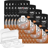 120x Rayovac Acoustic Special orange 13 Hörgerätebatterien (20x 6er Blister) + Aufbewahrungsbox für 2 Hörgerätebatterien