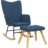 Maison Exclusive - Schaukelsessel Mit Hocker Blau Stoff
