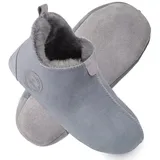 Vanuba - Damen Hausschuhe Oxford Lammfell Leder Wolle Pantoffeln D019 Grau, 39 EU - Grau - 39