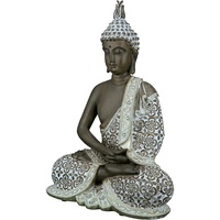 GILDE Deko Skulptur Buddha Mangala braun/weiß - Höhe 29 cm