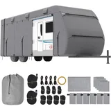Vevor Wohnwagen-Schutzhülle für 7,3-8,2 m Wohnwagen, Wohnwagenabdeckung aus Vliesstoff wasserdicht Winddicht, Universal-Wohnwagenhülle mit Aufbewahrungstasche, Reparaturflicken, Gurten, Klebeband