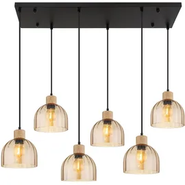 GLOBO LED Pendelleuchte 1-flg. 36 cm rechteckig Schwarz/Gold/Braun