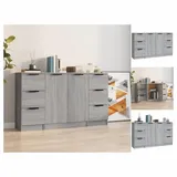 vidaXL Sideboards 3 Stk. Grau Sonoma Holzwerkstoff