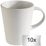 Home4You Kaffeetassen 10er Set, 440 ml - Weiß matt - Steingut - 10er Set