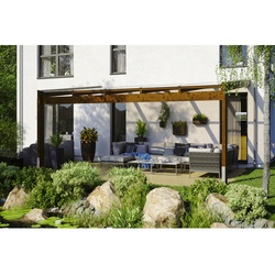 SKANHOLZ Terrassenüberdachung »Novara«, Breite: 557 cm, Dach: Polycarbonat (PC), nussbaum - braun