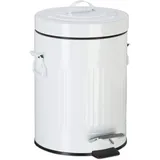 Relaxdays Treteimer Vintage, Abfalleimer für Küche oder Bad, aus Metall, mit Tretfunktion, Kosmetikeimer, 5 Liter, Weiß