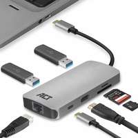ACT AC7041 USB C), Dockingstation + USB Hub, Silber