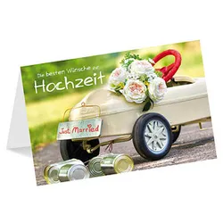 LUMA Glückwunschkarte Hochzeit Auto mit Dosen DIN B6