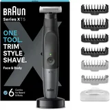 Braun Series X Barttrimmer / Bodygroomer / Elektrorasierer Herren / Haarschneidemaschine Profi, 6 Aufsätze für Gesicht und Körper, Bartschneider, Ladestation, XT5300